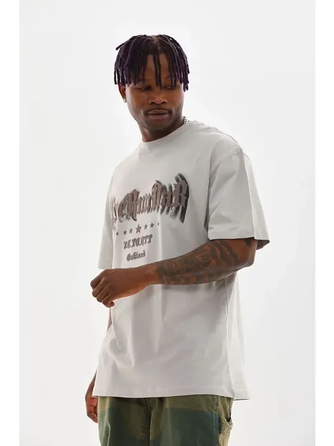 Erkek Baskılı T-shirt Kısa Kol Bisiklet Yaka Regular Fit Rahat Kalıp Günlük Tişört - Gri