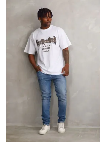 Erkek Baskılı T-shirt Kısa Kol Bisiklet Yaka Regular Fit Rahat Kalıp Günlük Tişört - Beyaz Erkek Baskılı T-shirt Kısa Kol Bisiklet Yaka Regular Fit Rahat Kalıp Günlük Tişört - Beyaz