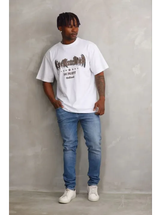 Erkek Baskılı T-shirt Kısa Kol Bisiklet Yaka Regular Fit Rahat Kalıp Günlük Tişört - Beyaz Erkek Baskılı T-shirt Kısa Kol Bisiklet Yaka Regular Fit Rahat Kalıp Günlük Tişört - Beyaz