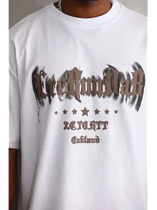 Erkek Baskılı T-shirt Kısa Kol Bisiklet Yaka Regular Fit Rahat Kalıp Günlük Tişört - Beyaz