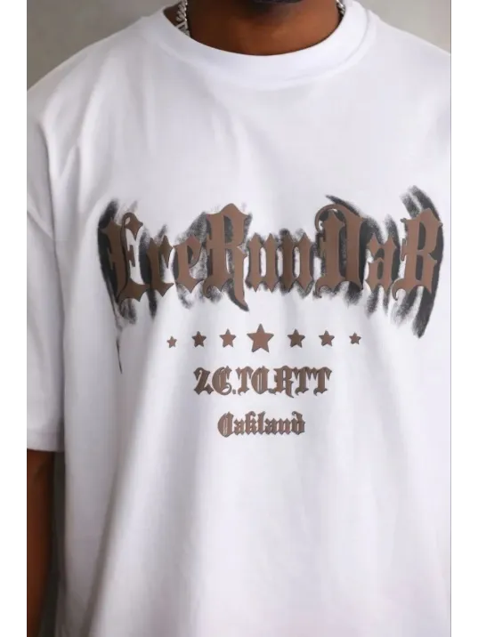 Erkek Baskılı T-shirt Kısa Kol Bisiklet Yaka Regular Fit Rahat Kalıp Günlük Tişört - Beyaz Erkek Baskılı T-shirt Kısa Kol Bisiklet Yaka Regular Fit Rahat Kalıp Günlük Tişört - Beyaz