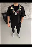 Erkek Baskılı T-shirt Kısa Kol Bisiklet Yaka Regular Fit Rahat Kalıp Günlük Tişört - Siyah Erkek Baskılı T-shirt Kısa Kol Bisiklet Yaka Regular Fit Rahat Kalıp Günlük Tişört - Siyah