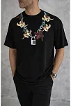 Erkek Baskılı T-shirt Kısa Kol Bisiklet Yaka Regular Fit Rahat Kalıp Günlük Tişört - Siyah Erkek Baskılı T-shirt Kısa Kol Bisiklet Yaka Regular Fit Rahat Kalıp Günlük Tişört - Siyah