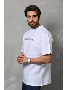 Erkek Baskılı T-shirt Kısa Kol Bisiklet Yaka Regular Fit Rahat Kalıp Günlük Tişört - Beyaz