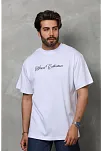 Erkek Baskılı T-shirt Kısa Kol Bisiklet Yaka Regular Fit Rahat Kalıp Günlük Tişört - Beyaz
