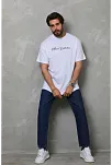 Erkek Baskılı T-shirt Kısa Kol Bisiklet Yaka Regular Fit Rahat Kalıp Günlük Tişört - Beyaz