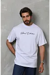 Erkek Baskılı T-shirt Kısa Kol Bisiklet Yaka Regular Fit Rahat Kalıp Günlük Tişört - Beyaz