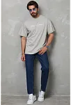 Erkek Baskılı T-shirt Kısa Kol Bisiklet Yaka Regular Fit Rahat Kalıp Günlük Tişört - Gri Erkek Baskılı T-shirt Kısa Kol Bisiklet Yaka Regular Fit Rahat Kalıp Günlük Tişört - Gri