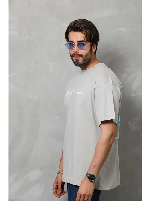 Erkek Baskılı T-shirt Kısa Kol Bisiklet Yaka Regular Fit Rahat Kalıp Günlük Tişört - Gri Erkek Baskılı T-shirt Kısa Kol Bisiklet Yaka Regular Fit Rahat Kalıp Günlük Tişört - Gri