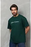 Erkek Baskılı T-shirt Kısa Kol Bisiklet Yaka Regular Fit Rahat Kalıp Günlük Tişört - Çağla Yeşili
