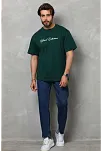 Erkek Baskılı T-shirt Kısa Kol Bisiklet Yaka Regular Fit Rahat Kalıp Günlük Tişört - Çağla Yeşili