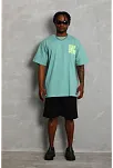 Erkek Baskılı T-shirt Kısa Kol Bisiklet Yaka Regular Fit Rahat Kalıp Günlük Tişört - Mint Yeşili
