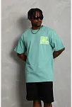 Erkek Baskılı T-shirt Kısa Kol Bisiklet Yaka Regular Fit Rahat Kalıp Günlük Tişört - Mint Yeşili