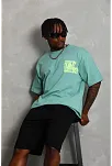 Erkek Baskılı T-shirt Kısa Kol Bisiklet Yaka Regular Fit Rahat Kalıp Günlük Tişört - Mint Yeşili