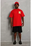 Erkek Baskılı T-shirt Kısa Kol Bisiklet Yaka Regular Fit Rahat Kalıp Günlük Tişört - Kırmızı