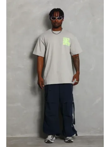 Erkek Baskılı T-shirt Kısa Kol Bisiklet Yaka Regular Fit Rahat Kalıp Günlük Tişört - Gri Erkek Baskılı T-shirt Kısa Kol Bisiklet Yaka Regular Fit Rahat Kalıp Günlük Tişört - Gri