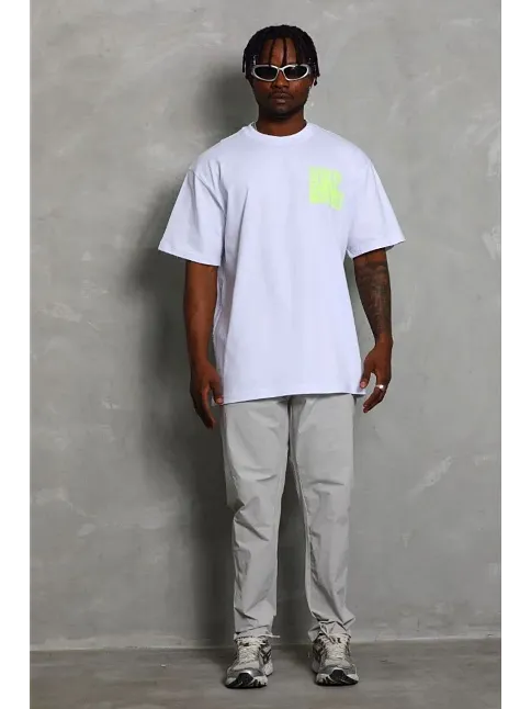 Erkek Baskılı T-shirt Kısa Kol Bisiklet Yaka Regular Fit Rahat Kalıp Günlük Tişört - Beyaz
