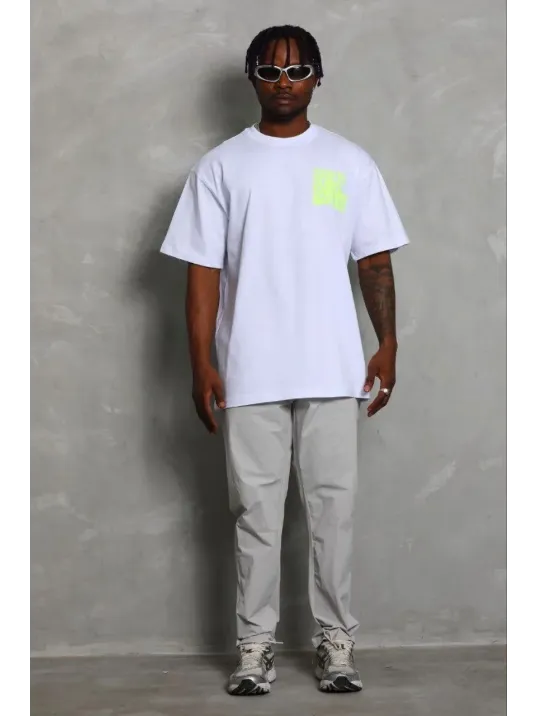 Erkek Baskılı T-shirt Kısa Kol Bisiklet Yaka Regular Fit Rahat Kalıp Günlük Tişört - Beyaz