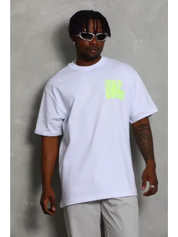 Erkek Baskılı T-shirt Kısa Kol Bisiklet Yaka Regular Fit Rahat Kalıp Günlük Tişört - Beyaz