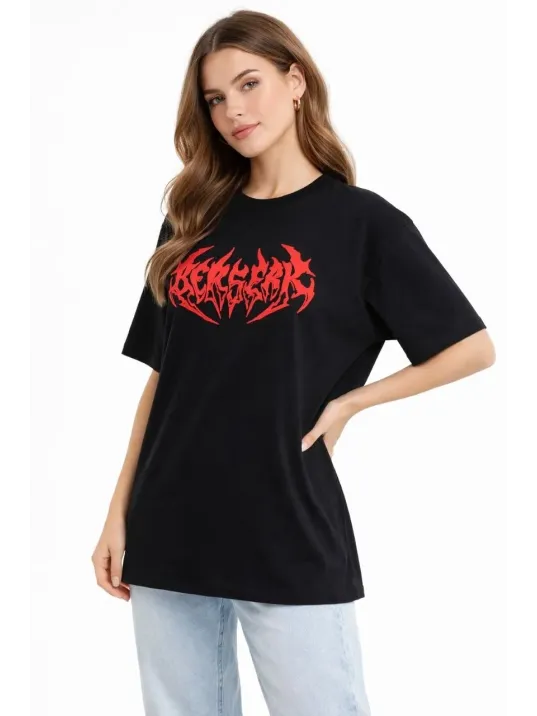 Kadın Kısa Kol Yazlık Tişört Bisiklet Yaka Baskılı Oversize T-shirt - Siyah Kadın Kısa Kol Yazlık Tişört Bisiklet Yaka Baskılı Oversize T-shirt - Siyah