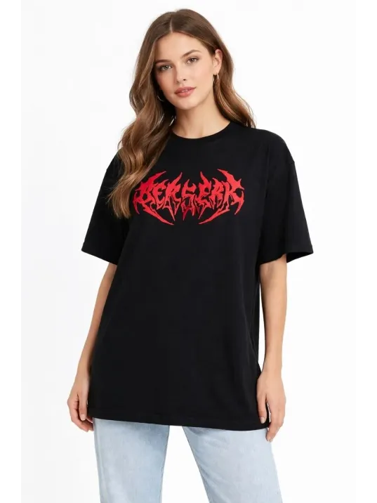 Kadın Kısa Kol Yazlık Tişört Bisiklet Yaka Baskılı Oversize T-shirt - Siyah Kadın Kısa Kol Yazlık Tişört Bisiklet Yaka Baskılı Oversize T-shirt - Siyah