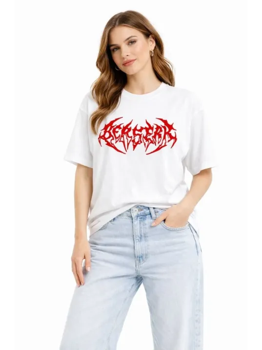 Kadın Kısa Kol Yazlık Tişört Bisiklet Yaka Baskılı Oversize T-shirt - Beyaz Kadın Kısa Kol Yazlık Tişört Bisiklet Yaka Baskılı Oversize T-shirt - Beyaz