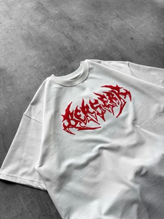 Kadın Kısa Kol Yazlık Tişört Bisiklet Yaka Baskılı Oversize T-shirt - Beyaz Kadın Kısa Kol Yazlık Tişört Bisiklet Yaka Baskılı Oversize T-shirt - Beyaz