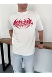 Erkek Kısa Kol Yazlık Tişört Bisiklet Yaka Baskılı Oversize T-shirt - Beyaz Erkek Kısa Kol Yazlık Tişört Bisiklet Yaka Baskılı Oversize T-shirt - Beyaz