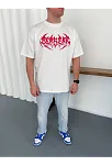 Erkek Kısa Kol Yazlık Tişört Bisiklet Yaka Baskılı Oversize T-shirt - Beyaz Erkek Kısa Kol Yazlık Tişört Bisiklet Yaka Baskılı Oversize T-shirt - Beyaz