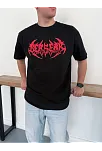Erkek Kısa Kol Yazlık Tişört Bisiklet Yaka Baskılı Oversize T-shirt - Siyah