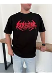 Erkek Kısa Kol Yazlık Tişört Bisiklet Yaka Baskılı Oversize T-shirt - Siyah