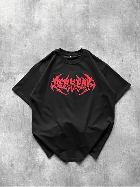 Erkek Kısa Kol Yazlık Tişört Bisiklet Yaka Baskılı Oversize T-shirt - Siyah