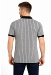 Erkek Polo Yaka Çizgili Tişört Kısa Kol Düğmeli Yazlık T-shirt - Gri