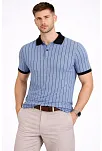 Erkek Polo Yaka Çizgili Tişört Kısa Kol Düğmeli Yazlık T-shirt - Bebek Mavisi