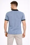 Erkek Polo Yaka Çizgili Tişört Kısa Kol Düğmeli Yazlık T-shirt - Bebek Mavisi