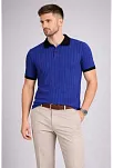 Erkek Polo Yaka Çizgili Tişört Kısa Kol Düğmeli Yazlık T-shirt - Saks Mavisi