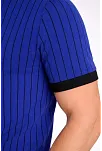Erkek Polo Yaka Çizgili Tişört Kısa Kol Düğmeli Yazlık T-shirt - Saks Mavisi