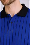Erkek Polo Yaka Çizgili Tişört Kısa Kol Düğmeli Yazlık T-shirt - Saks Mavisi