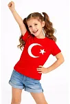 Kız Çocuk Tişört Bisiklet Yaka Ay Yıldız Bayrak Baskılı T-shirt - Kırmızı Kız Çocuk Tişört Bisiklet Yaka Ay Yıldız Bayrak Baskılı T-shirt - Kırmızı
