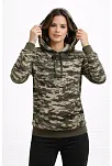Kadın Kamuflaj Desenli 2 İplik 4 Mevsim Kapüşonlu Kanguru Cepli Hoodie Sweatshirt - Kamuflaj