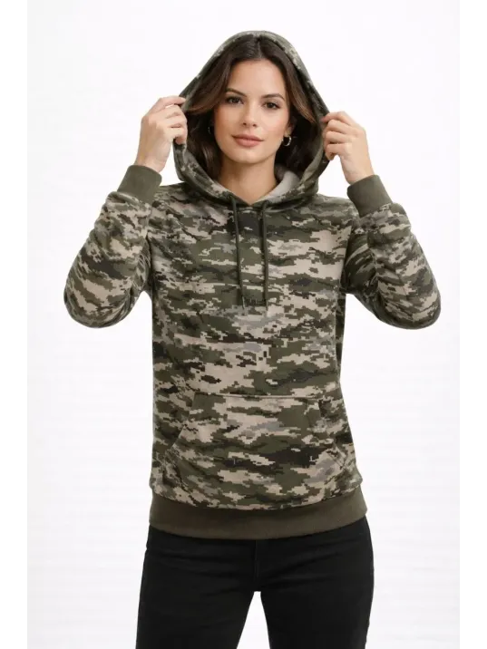 Kadın Kamuflaj Desenli 2 İplik 4 Mevsim Kapüşonlu Kanguru Cepli Hoodie Sweatshirt - Kamuflaj Kadın Kamuflaj Desenli 2 İplik 4 Mevsim Kapüşonlu Kanguru Cepli Hoodie Sweatshirt - Kamuflaj