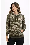 Kadın Kamuflaj Desenli 2 İplik 4 Mevsim Kapüşonlu Kanguru Cepli Hoodie Sweatshirt - Kamuflaj
