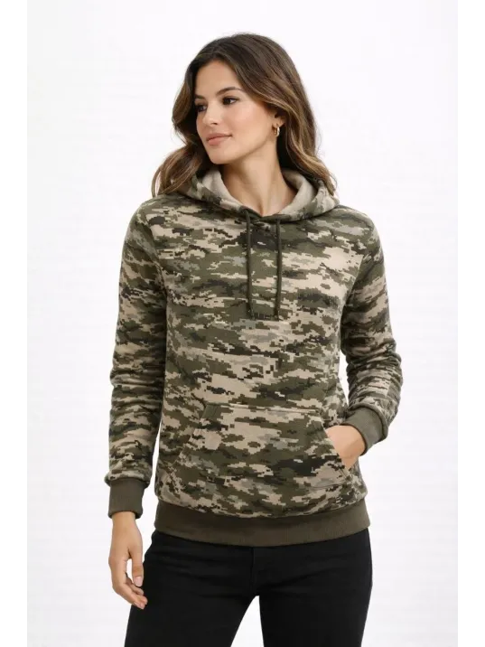 Kadın Kamuflaj Desenli 2 İplik 4 Mevsim Kapüşonlu Kanguru Cepli Hoodie Sweatshirt - Kamuflaj Kadın Kamuflaj Desenli 2 İplik 4 Mevsim Kapüşonlu Kanguru Cepli Hoodie Sweatshirt - Kamuflaj