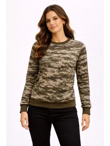 Kadın Kamuflaj Desenli 2 İplik 4 Mevsim Uzun Kollu Bisiklet Yaka Sweatshirt - Kamuflaj Kadın Kamuflaj Desenli 2 İplik 4 Mevsim Uzun Kollu Bisiklet Yaka Sweatshirt - Kamuflaj