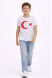 Erkek Çocuk Tişört Bisiklet Yaka Ay Yıldız Bayrak Baskılı T-shirt - Beyaz Erkek Çocuk Tişört Bisiklet Yaka Ay Yıldız Bayrak Baskılı T-shirt - Beyaz