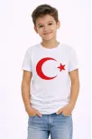Erkek Çocuk Tişört Bisiklet Yaka Ay Yıldız Bayrak Baskılı T-shirt - Beyaz Erkek Çocuk Tişört Bisiklet Yaka Ay Yıldız Bayrak Baskılı T-shirt - Beyaz