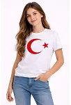 Kız Çocuk Tişört Bisiklet Yaka Ay Yıldız Bayrak Baskılı T-shirt - Beyaz Kız Çocuk Tişört Bisiklet Yaka Ay Yıldız Bayrak Baskılı T-shirt - Beyaz