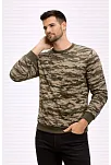 Erkek Kamuflaj Desenli 2 İplik 4 Mevsim Uzun Kollu Bisiklet Yaka Sweatshirt - Kamuflaj