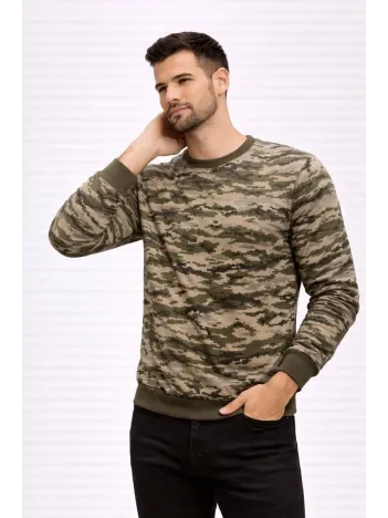 Erkek Kamuflaj Desenli 2 İplik 4 Mevsim Uzun Kollu Bisiklet Yaka Sweatshirt - Kamuflaj Erkek Kamuflaj Desenli 2 İplik 4 Mevsim Uzun Kollu Bisiklet Yaka Sweatshirt - Kamuflaj