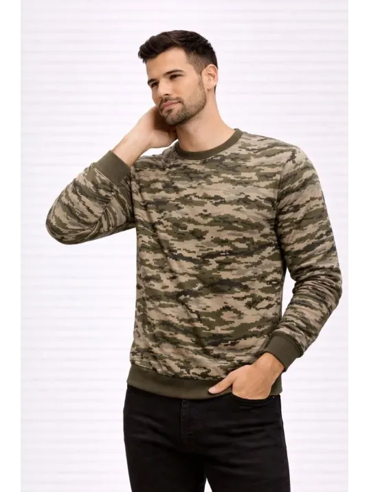 Erkek Kamuflaj Desenli 2 İplik 4 Mevsim Uzun Kollu Bisiklet Yaka Sweatshirt - Kamuflaj Erkek Kamuflaj Desenli 2 İplik 4 Mevsim Uzun Kollu Bisiklet Yaka Sweatshirt - Kamuflaj